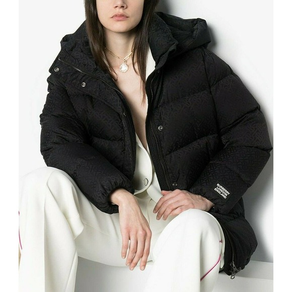 NWT BURBERRY SELLINDGE BLACK TB MONOGRAM LOGO HOODED DOWN PUFFER JACKET XL - Picture 5 of 13